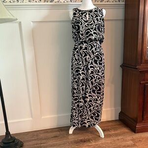 Sleeveless Black and White Swirl Jumpsuit  by Loft